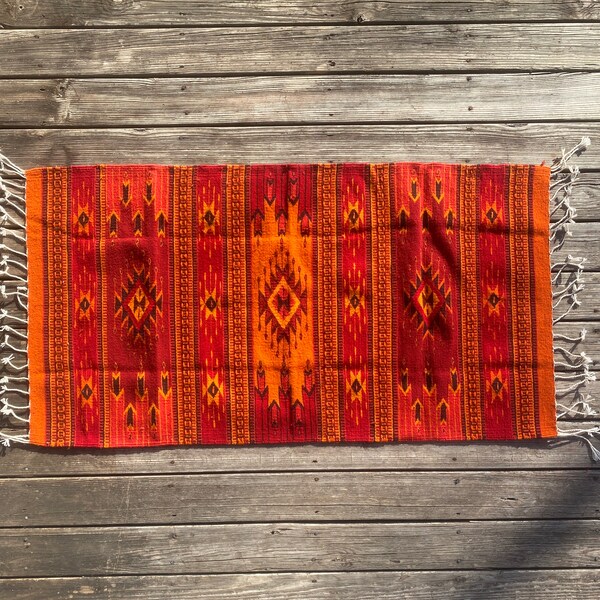 Zapotec Southwest Wool Rug Measuring 60" x 30" inches - Handwoven in Oaxaca, Mexico