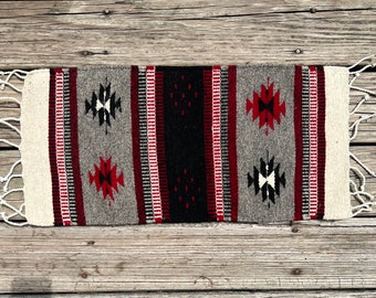 Handwoven Zapotec Wool Table Runner: Southwest Decor, Oaxaca Mexico (24 x 12 inches)