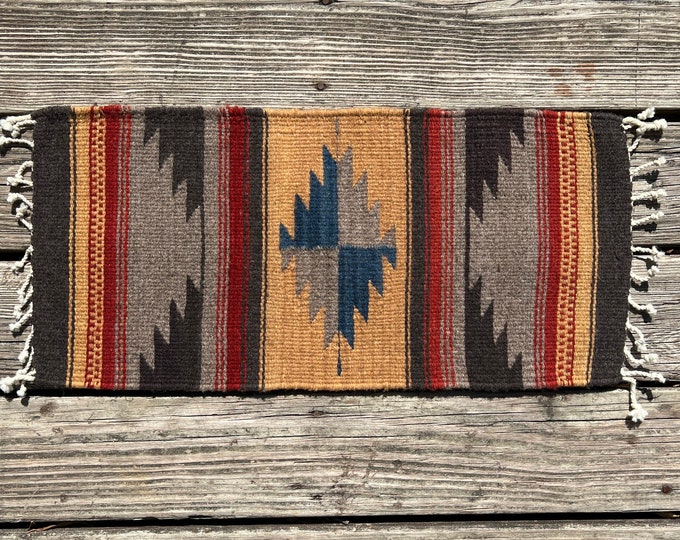 Zapotec Southwest Wool Table Runner / Mini Rug Measuring 24 X 12 Inches