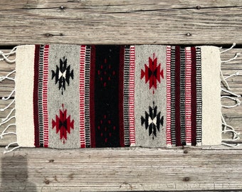 Handwoven Zapotec Wool Table Runner: Southwest Decor, Oaxaca Mexico (24 x 12 inches)