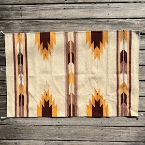 Zapotec Southwest Wool Rug Measuring 48 x 30 inches - Handwoven in Oaxaca, Mexico