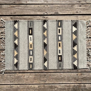 Zapotec Southwest Wool Rug Measuring 42 x 22 inches - Handwoven in Oaxaca, Mexico