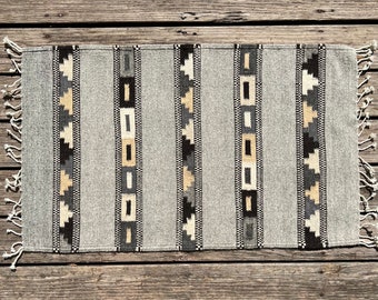 Zapotec Southwest Wool Rug Measuring 42 x 22 inches - Handwoven in Oaxaca, Mexico