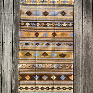 Zapotec Southwest Wool Rug Measuring 60 x 30 inches Handwoven in Oaxaca, Mexico image 2