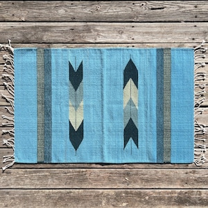 Zapotec Southwest Wool Rug Measuring 48 x 30 inches - Handwoven in Oaxaca, Mexico