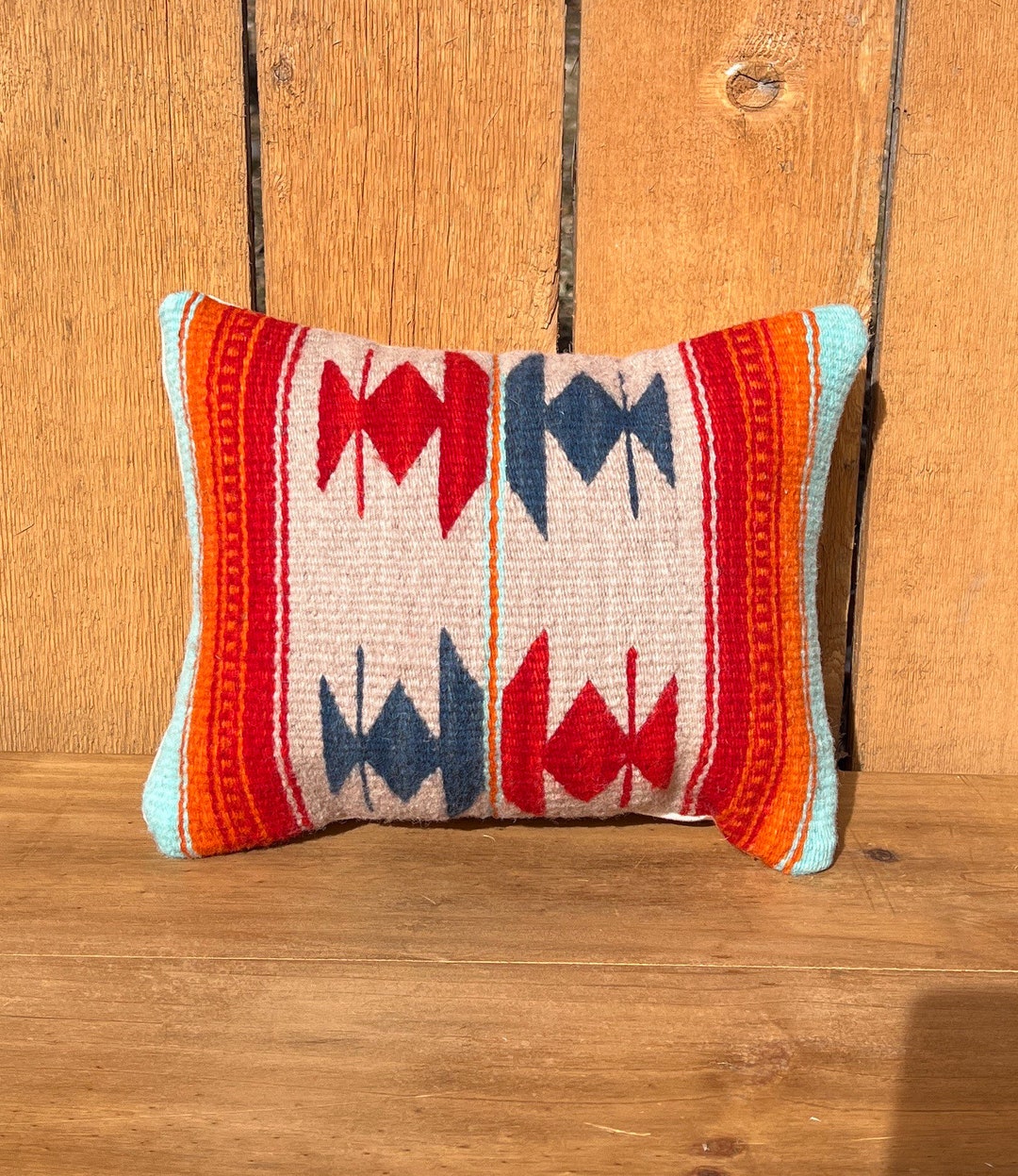 Southwestern Style Zapotec Wool Throw Pillow Measuring 12 X 10 Inches