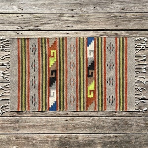 Zapotec Southwest Wool Rug Measuring 42 x 22 inches - Handwoven in Oaxaca, Mexico
