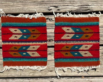 Handwoven Zapotec Wool Trivets: Southwestern Decor, Set of 2