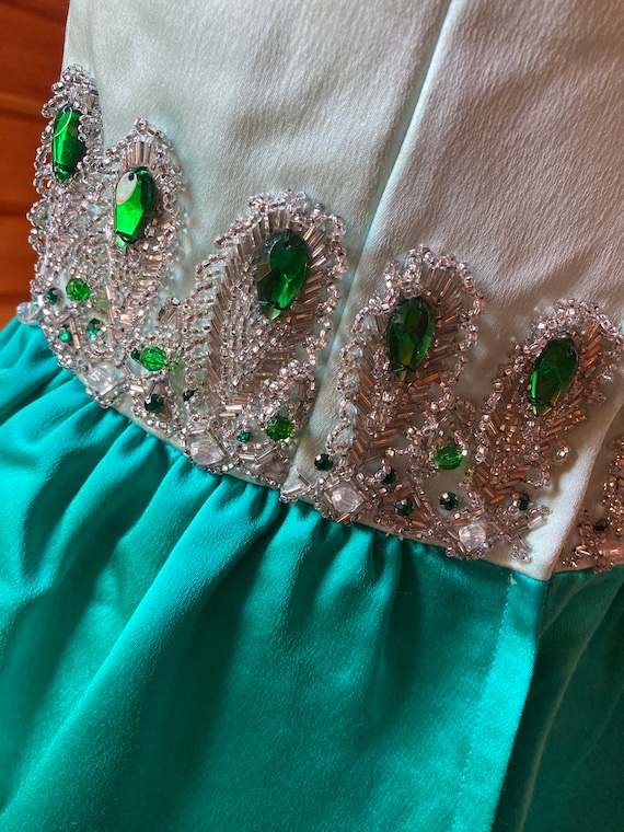 1970s Green and Silver Beaded Dress - image 2