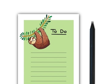 Sloth Cute Magnetic Notepad/to do list/list pad//tear off notepad/Valentine's Christmas Present/ stocking filler/list lover/made in UK