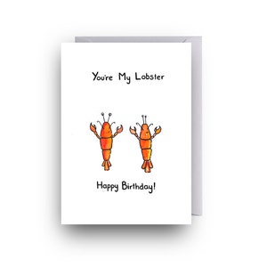 Tu es mon anniversaire de carte de homard / Je t’aime / Je t’aime - Paquet de 6 ou cartes individuelles