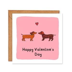 Cartão de dia dos namorados cachorro-salsicha/cartão de dia dos namorados bassê/eu te amo/dia dos namorados/eu gosto de você - pacote de 6 ou cartões individuais