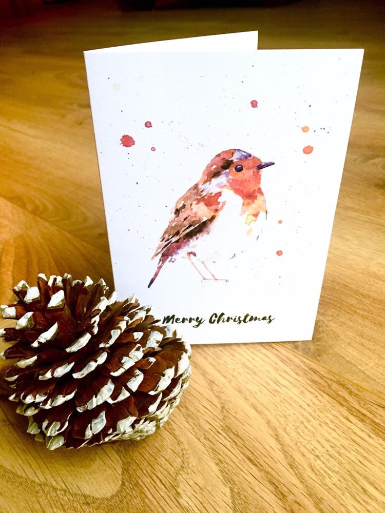 Watercolour Robin Christmas Cards- Pack of 6 or Individual Cards - Etsy