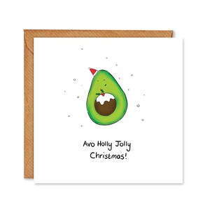 Cartões de Natal fofos de abacate/pudim de Natal em aquarela (AVO Holly Jolly Christmas) - pacote de 6 ou cartões individuais
