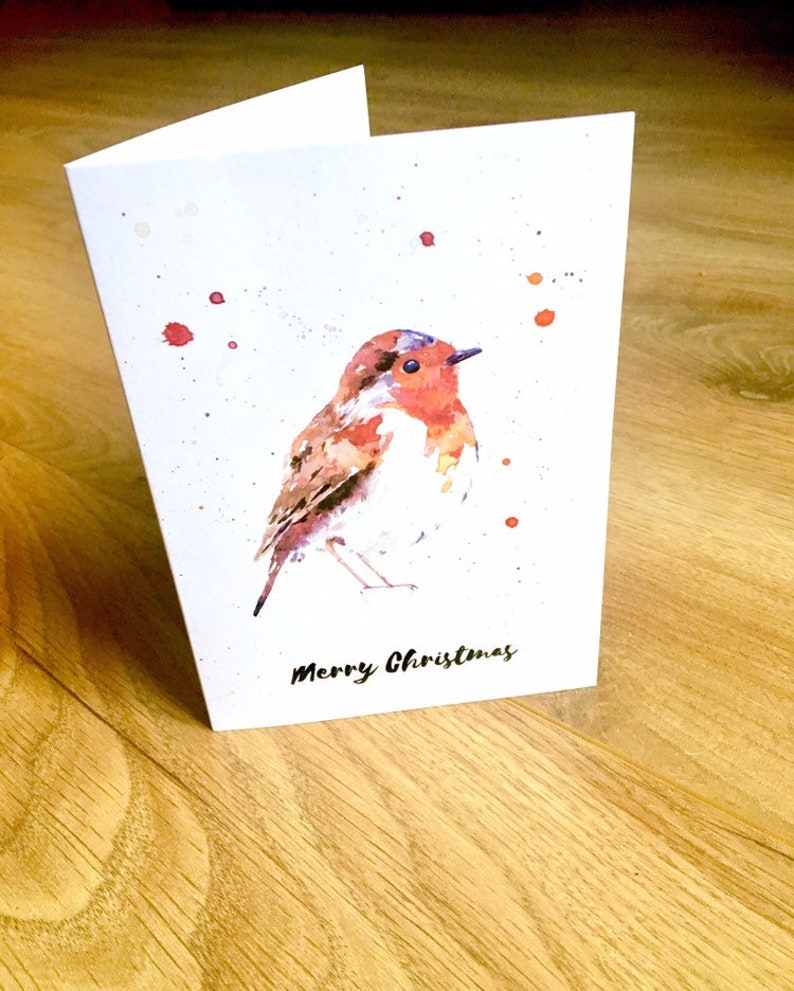 Watercolour Robin Christmas Cards- Pack of 6 or Individual Cards - Etsy