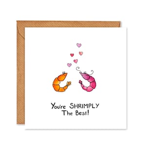 Vous êtes crevette la meilleure carte anniversaire / Je t’aime / anniversaire / Saint-Valentin / Je t’aime - Paquet de 6 ou cartes individuelles