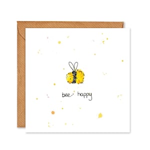 Cartes d'abeilles aquarelles - Bee Happy-Pack de 6 ou cartes individuelles