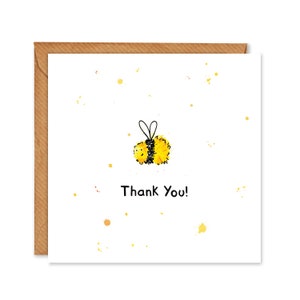 Lindas tarjetas de acuarela de abeja Gracias- Pack de 6 o cartas individuales