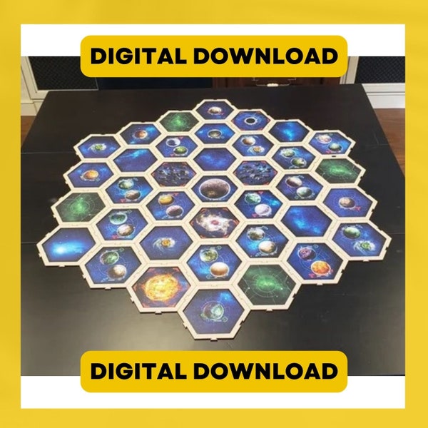 Glowforge Design File for Twilight Modular Hex Game Board with Hex Tiles for laser cutter