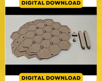 Design File Twilight 3d Tower 57 Hex Game Board MDF for Laser Cutter