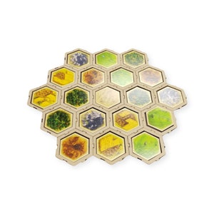 Game Settlers Island Modular Hex Gameboard with 24 Hex Tiles - MDF
