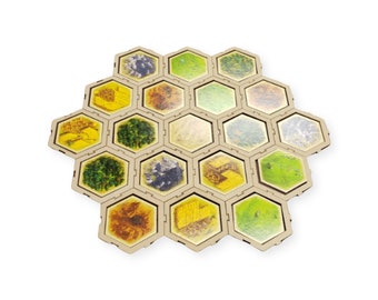 Settlers Island Modular Hex Gameboard with 24 Hex Tiles - MDF