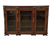 Antique Ornate Carved French Triple Bookcase
