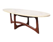 Adrian Pearsall for Craft Associates Sculpted Walnut Marble Top Surfboard Coffee Table, 1960s