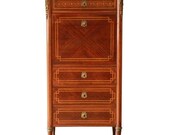 19th Century French Inlaid Abattant Secretaire with Mounted Ormolu and Marble Top