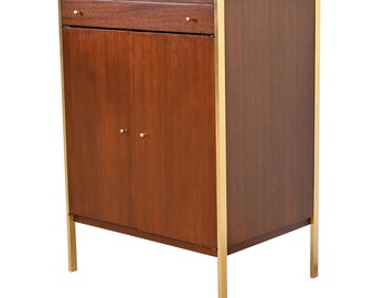 Paul McCobb Connoisseur Collection Mahogany and Brass Petite Server or Bar Cabinet, Newly Refinished