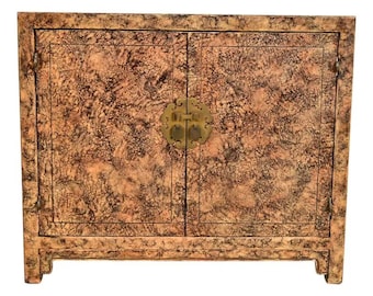 Henredon Mid-Century Hollywood Regency Chinoiserie Faux Tortoise Shell Bar Cabinet, Circa 1970s