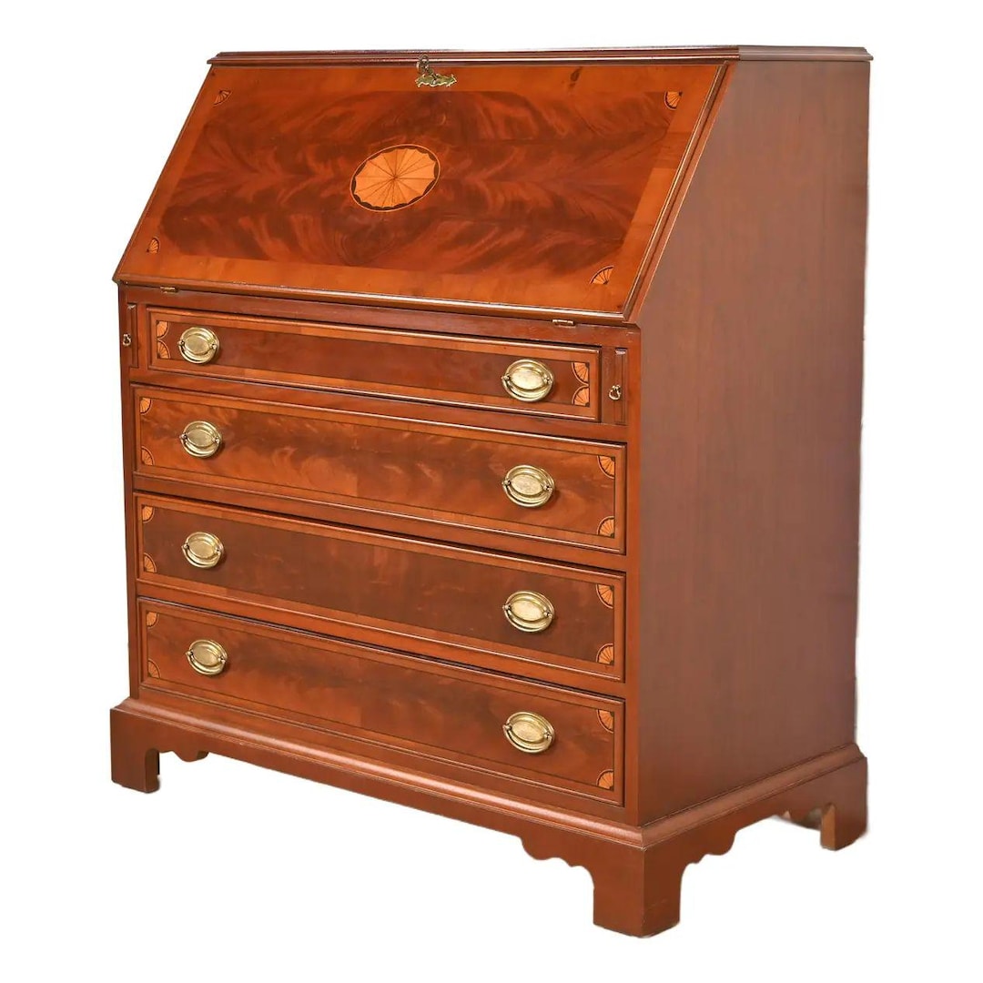 Hekman Furniture Federal Inlaid Flame Mahogany Slant Front