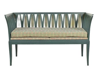 Eliel Saarinen Cranbrook "The Blue Settee" Art Nouveau Settle Sofa or Bench