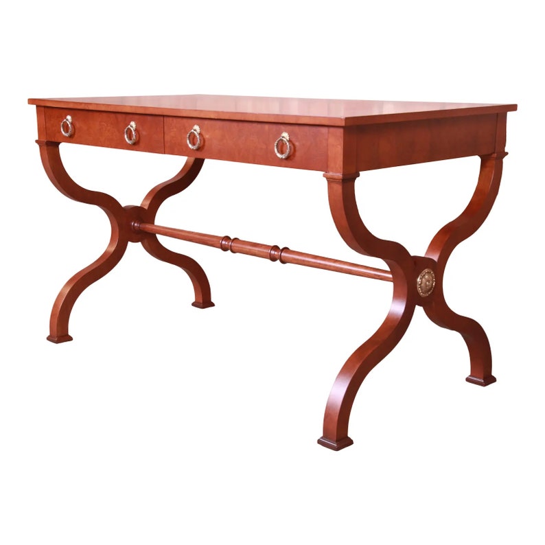 Baker Furniture Regency Burl Wood Writing Desk Newly Etsy