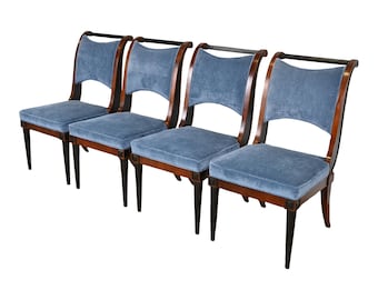 Baker Furniture Regency Cherry and Ebonized Dining Chairs, Set of Four