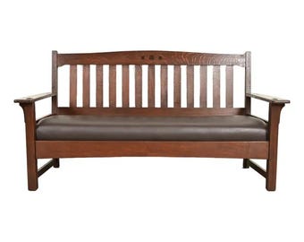 Limbert Antique Mission Oak Arts & Crafts Settle Sofa, Circa 1910
