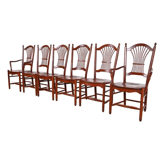 Ethan Allen Style Shaker Solid Cherry Wood Dining Chairs, Set of