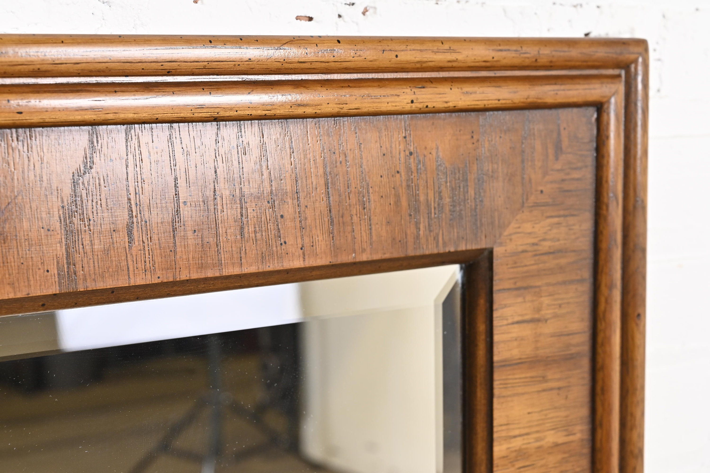 Drexel Heritage Modern Large Walnut Framed Beveled Mirror - Etsy