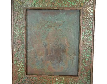 Tiffany Studios New York Pine Needle Bronze and Green Slag Glass