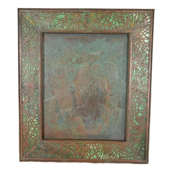 Tiffany Studios New York Pine Needle Bronze and Green Slag Glass