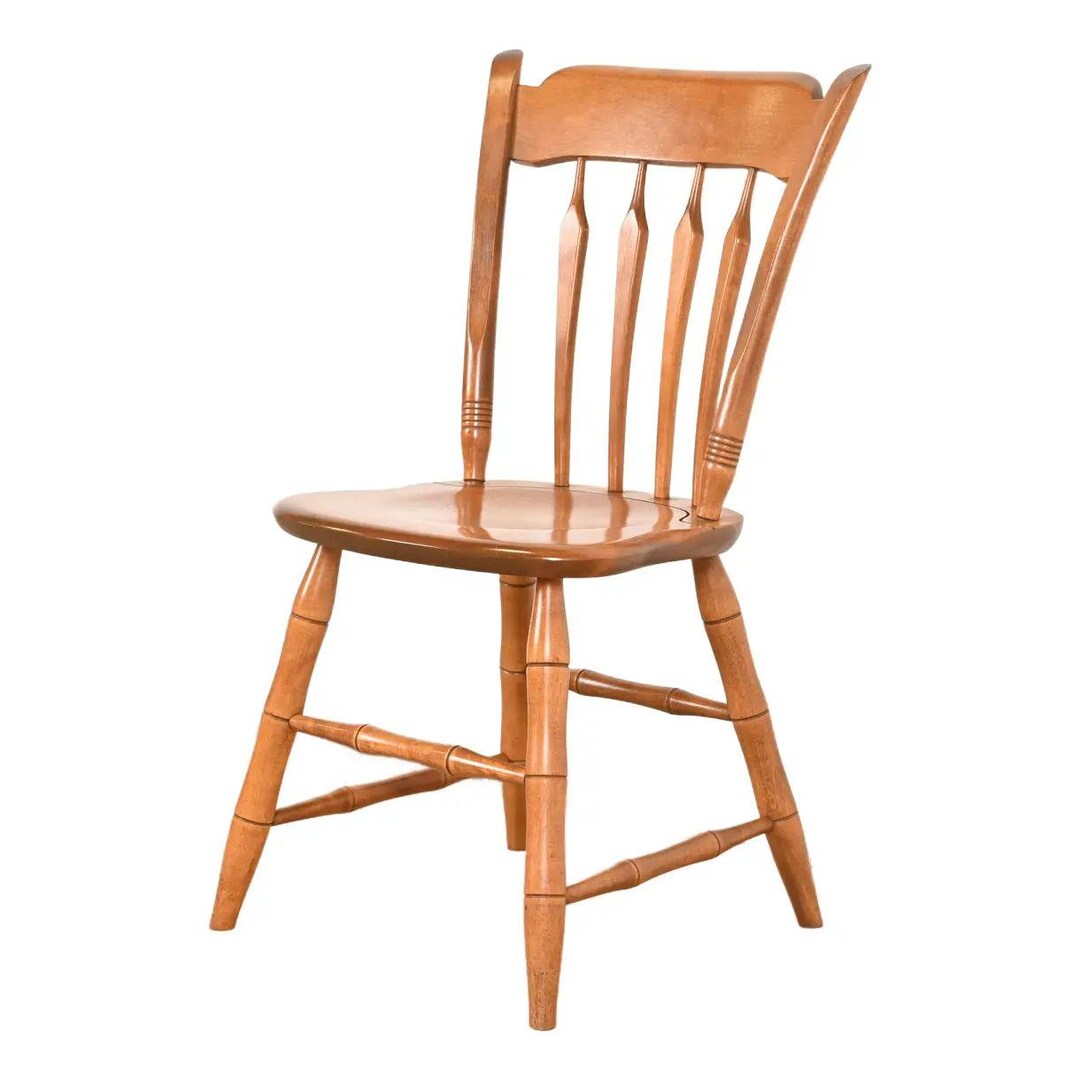 Ethan Allen American Carved Solid Maple Spindle Back Side Chair or Ethan Allen American Carved Solid Maple Spindle Back Side Chair or