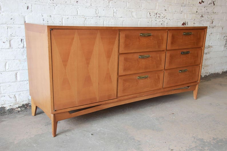 Mid-Century Modern Parquetry Credenza by Red Lion