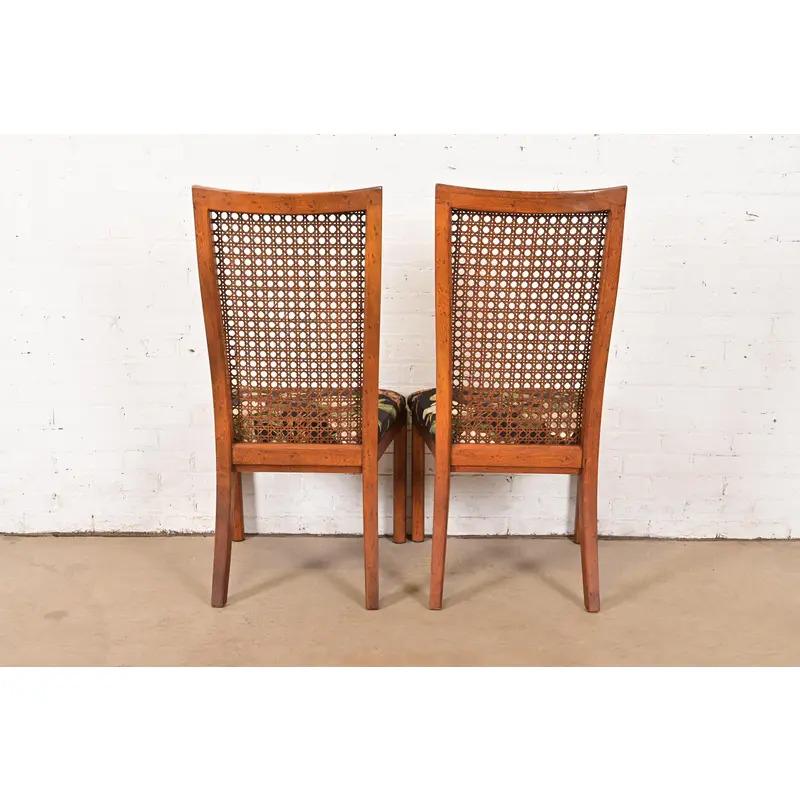 Drexel Heritage Mid-century Modern Walnut and Cane High Back