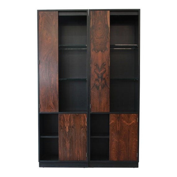Harvey Probber Rosewood And Ebonized Wood Display Cabinets Etsy