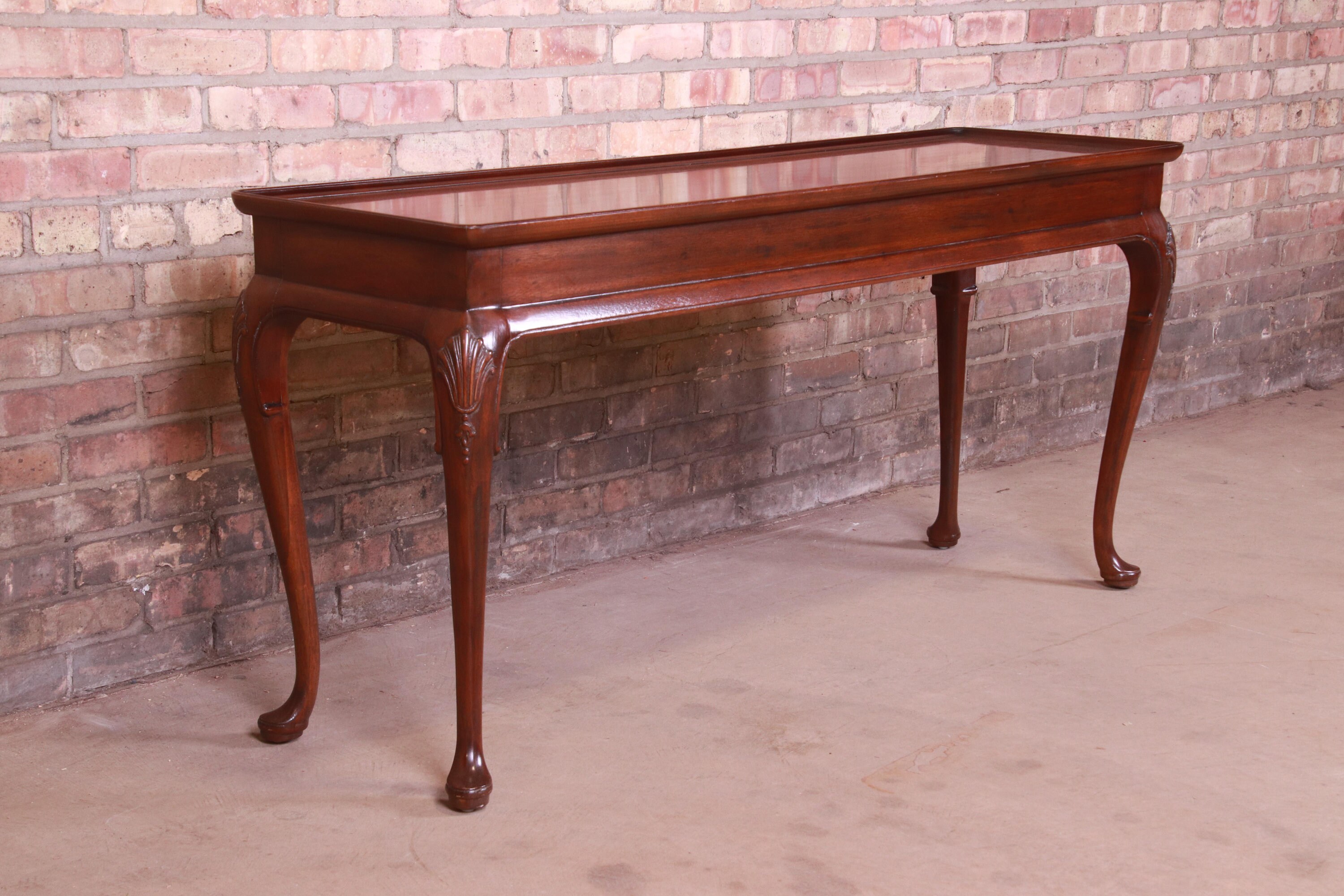 Henredon Queen Anne Mahogany Console ou Sofa Table Etsy