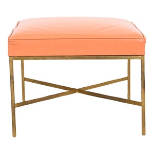 Paul McCobb for Directional X-Base Brass and Upholstered Stool or Ottoman, 1950s