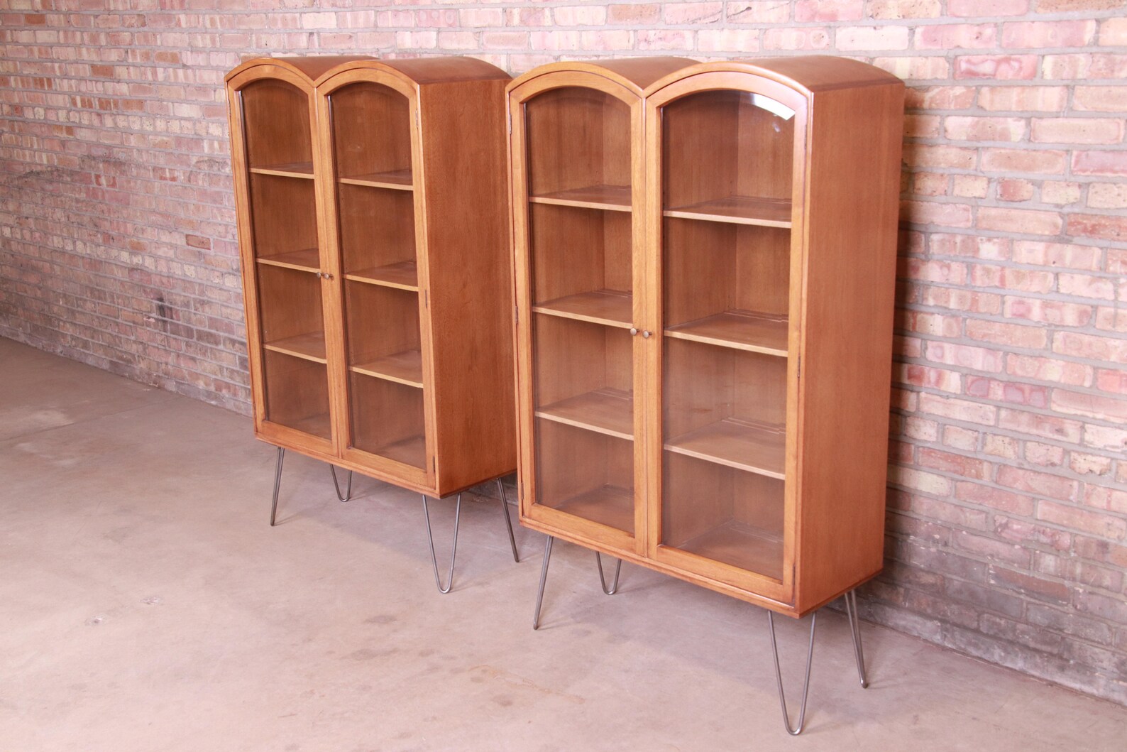 Romweber MidCentury Modern Walnut Glass Front Bookcases on Etsy