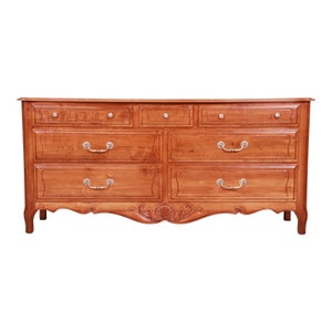 Ethan Allen French Provincial Carved Cherry Wood Dresser or Credenza, Newly Refinished