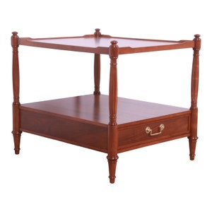 Baker Furniture French Regency Louis XVI Walnut Two-Tier Nightstand or Side Table, Newly Refinished