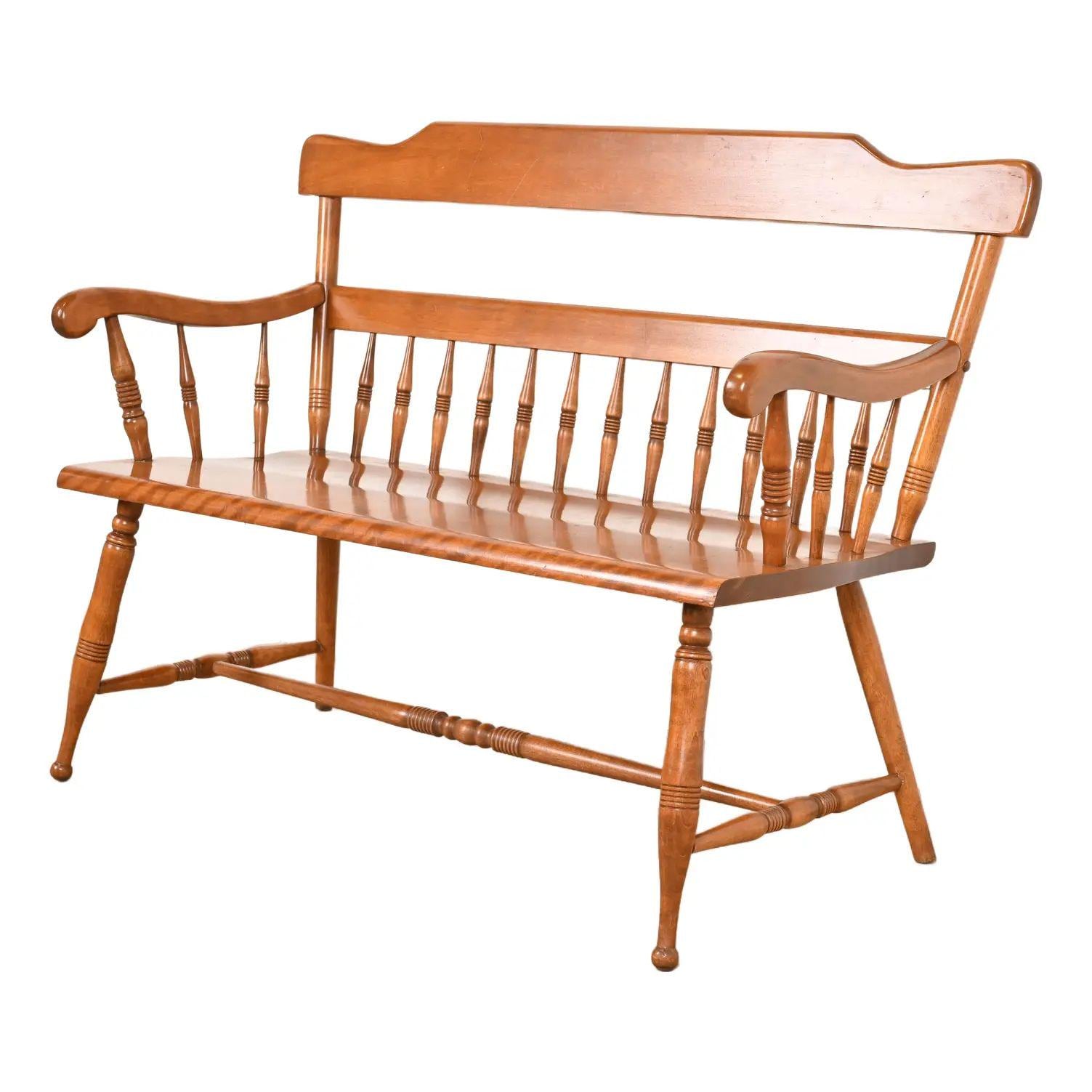 Ethan Allen American Colonial Carved Solid Maple Spindle Bench - Etsy